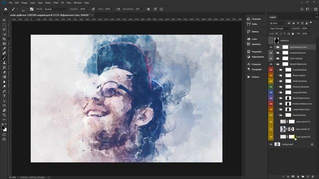 How To Use Splash Watercolor Photoshop Action смотреть онлайн