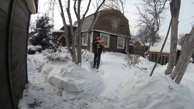 Дача зимой у тещи! Уборка снега, дачные советы, шашлык. смотреть онлайн