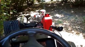 Тонн груза  почти на  холостых. Самодельный минитрактор дизельным  двигателем 188fe и РКП нива