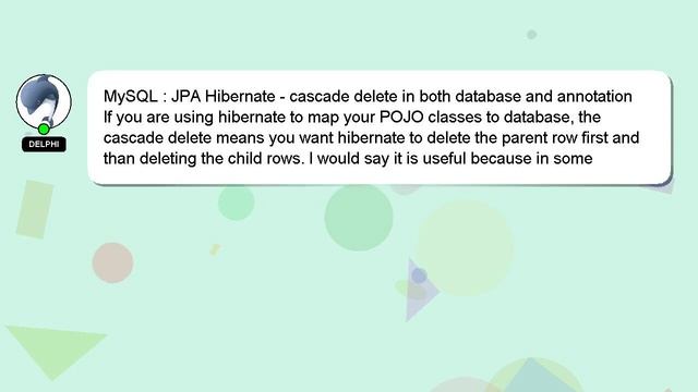 MySQL : JPA Hibernate - cascade delete in both database and annotation смотреть онлайн