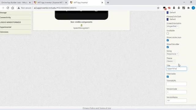MIT App Inventor Speech To Text App