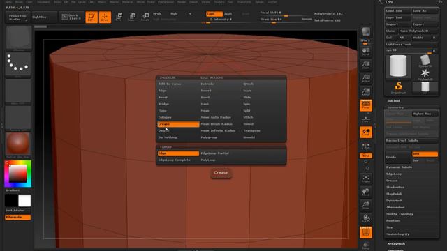 Zbrush. Zmodeler Crease. Работа с инструментом Zmodeler.