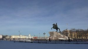 Санкт-Петербург. Сенатская площадь зимой - Медный всадник. Автор видео - А.Травин