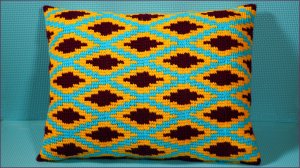 Подушка тунисским крючком в стиле Барджелло. Часть 2.