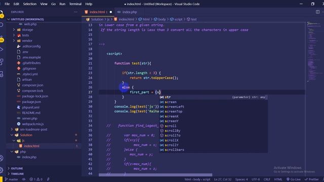 JavaScript - Exercises, Practice, Solution 13 first 3 char lowercase