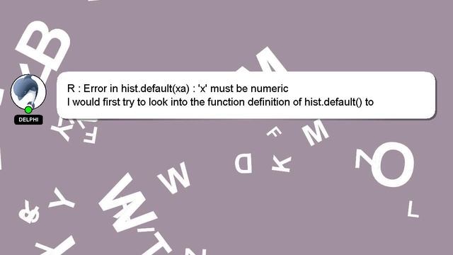 R : Error in hist.default(xa) : 'x' must be numeric смотреть онлайн
