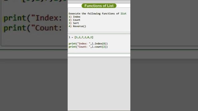 Functions of List | python programing | list in python  #pythonprogramming  #python #python3 #short