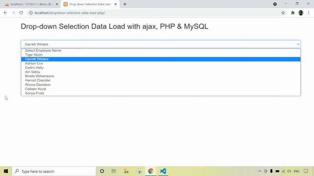 Dropdown Selection Data Load with Ajax and PHP смотреть онлайн