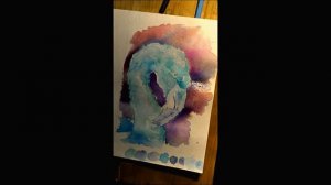 speed paint blue flamingo (watercolor)