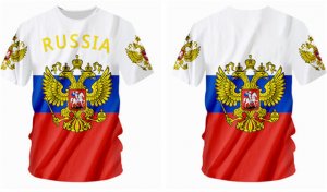 Футболка с гербом России цвета Российского триколора