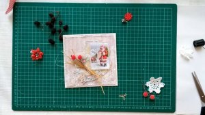 Новогодняя открытка с Сантой. Скрапбукинг