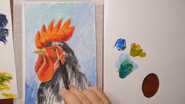 Как нарисовать петушка//Гуашь смотреть онлайн