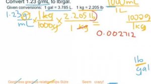 Unit conversion - g/ml to lb/gal