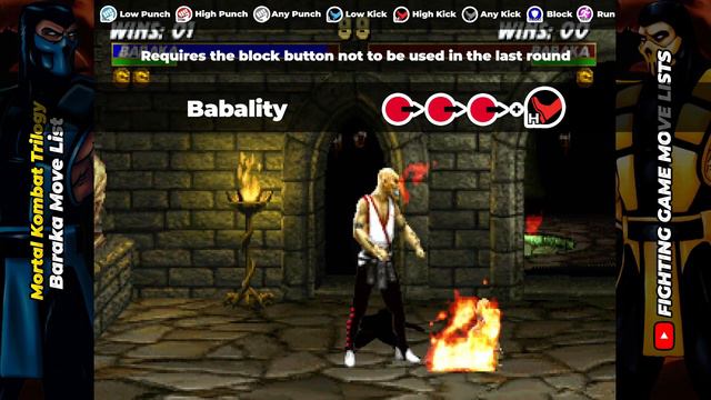 BARAKA MOVE LIST - Mortal Kombat Trilogy (MKT)