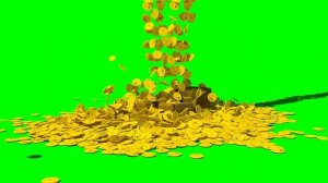 Футаж на зеленом фоне Золотые монеты Footage green screen Gold coins