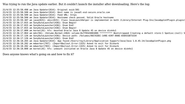 Apple: Java update via Control Panel error смотреть онлайн