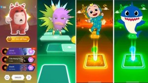 Oddbods, Babybus, Cocomelon & Baby Shark in Tiles Hop Game