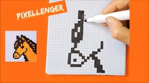 Как рисовать по клеточкам Голову Коня Лошадь Простые рисунки How to Draw Pixel Art