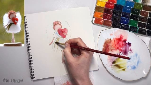 Как нарисовать ангела. Урок акварели