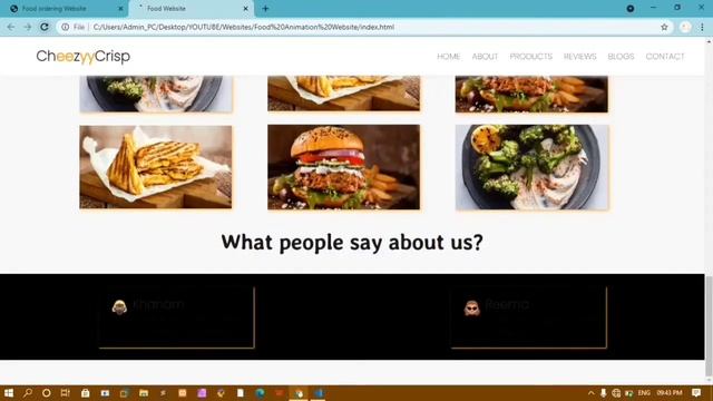 Complete Responsive Animated Food Website using HTML, CSS and JavaScript.