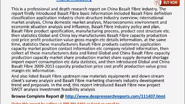 Basalt Fibre Market in China 2013 смотреть онлайн