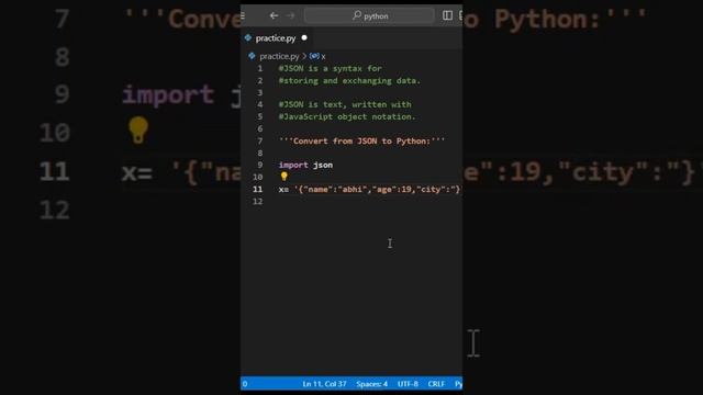 covert from json to python #python #pythonprogramming #coding #code #programming #pythoncoding