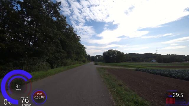100 Minute Indoor Cycling Workout Saar River Germany with Cadence & Speed Display 4K
