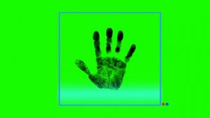 СКАН ОТПЕЧАТКА РУКИ на ЗЕЛЕНОМ ФОНЕ / SCANNING of HANDPRINT for SECURITY UNLOCKING