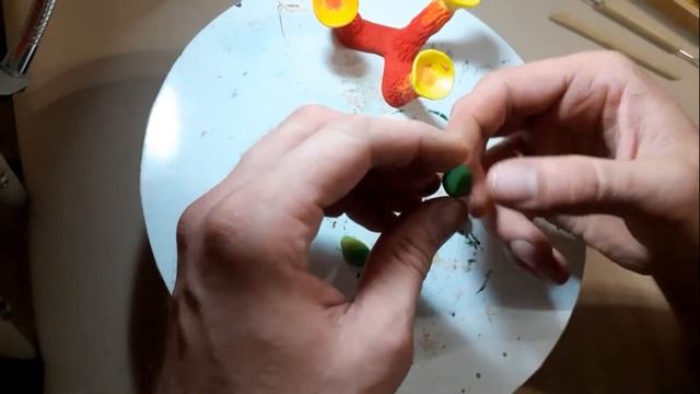 Грот коралл Актиния из полимерной глины. Псевдоморе. #17 Аквариумный эксперимент