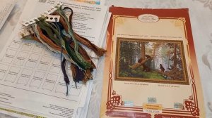 Утро в сосновом лесу. Золотое руно. Вышивка крестом. Финал.