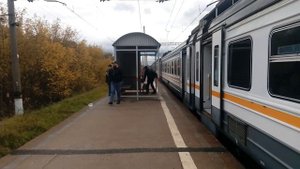 Электропоезд ЭД4М-0479 ЦППК "Физтех-Электричка" платформа Орудьево 28.09.2019
