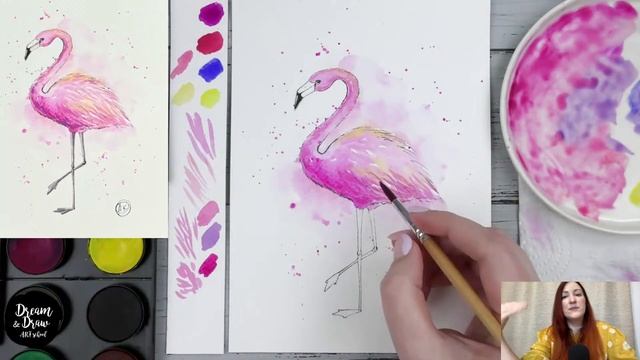 Бесплатный урок Фламинго. Презентация уроков июня Клуба «Мечтай и рисуй» смотреть онлайн