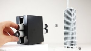 Двойная магнитная пушка против небоскреба из магнитных шариков