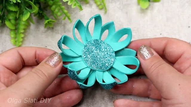 ПРОСТОЙ способ! Цветы из фоамирана  ? Flores de foamiran ? Glitter foam sheet ? DIY CRAFT IDEAS