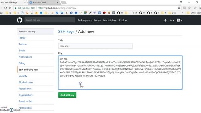 Connect rstudio.cloud and GitHub with an SSH key смотреть онлайн