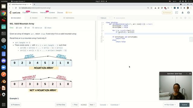 LeetCode 941 Valid Mountain Array - Python