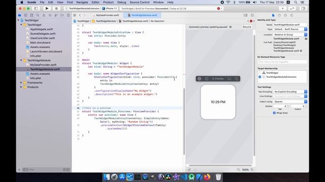 Develop iOS Widget in Xcode