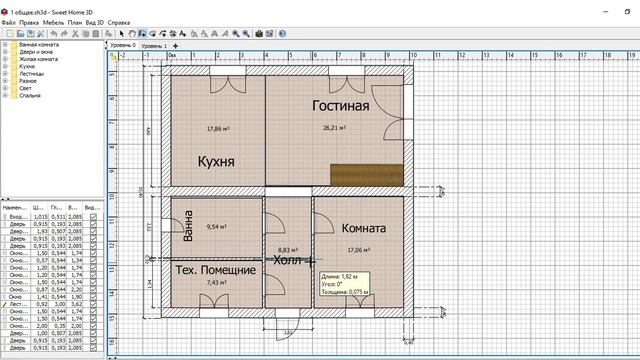 Планировка дома 10 на 10 в программе Sweet Home 3D смотреть онлайн