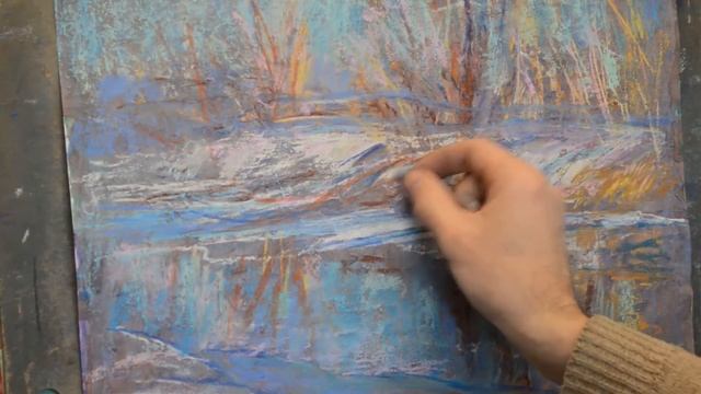 Рисуем "Зимние блики" сухой пастелью с Андреем Юдиным! смотреть онлайн
