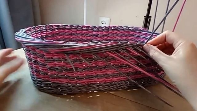 МК. Объёмная загибка "Розга" за 8 прутов. Плетение из газет.