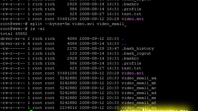 Bytes split. Линукс split. переименовать файл linux.