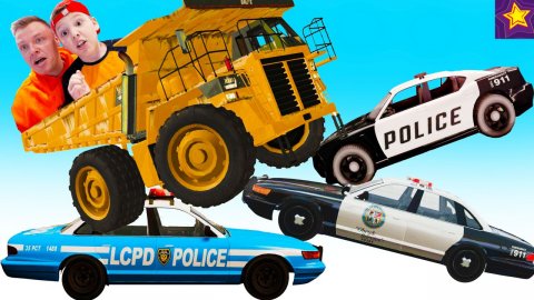 ПОЛИЦЕЙСКИЕ против БЕЛАЗА! Игорь и папа на КАРЬЕРНОМ САМОСВАЛЕ в ГТА5