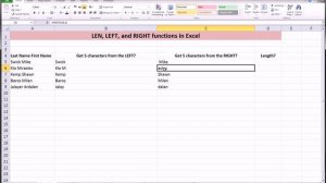 Excel - LEN, LEFT, RIGHT functions