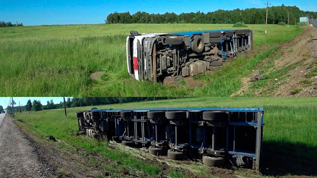 Как один маленький болт "убрал" 40 тонный контейнеровоз с дороги. Эвакуация груженого автопоезда. смотреть онлайн