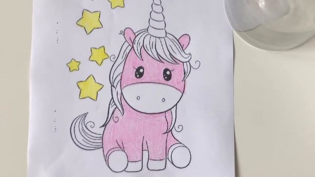 Раскрашиваем Розового Единорога | Раскраска карандашами смотреть онлайн
