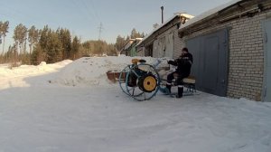 Мотобуксировщик  Часть 7  По глубокому снегу