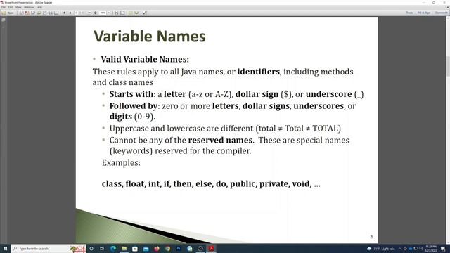 Java Variables and DataTypes