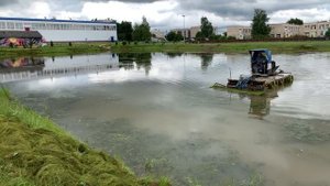 Чистка пруда, покос травы и водорослей