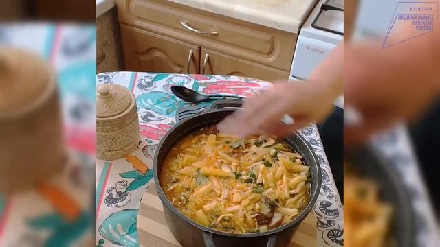 Щи с маринованной капустой и белыми грибами #столетвобед
