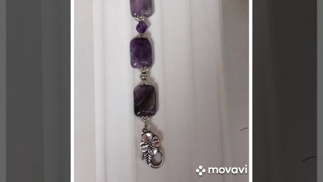 браслет из аметиста фурнитура под серебро.